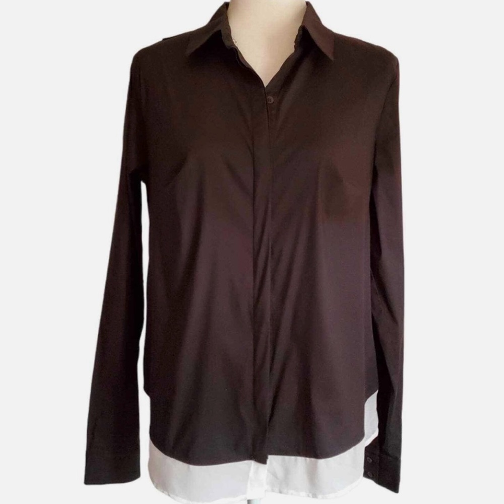 Bailey 44 Black/White long sleeve blouse  size xs